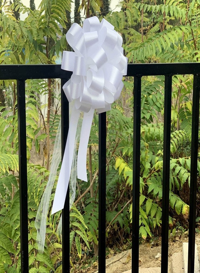 GiftWrap Etc. White Wedding Pull Bows with Tulle Tails - 8" Wide, Set of 6, Pew Bows, Reception, Valentine's Day, Birthday, Mother's Day, Anniversary, Event Decoration, Christmas - Image 4